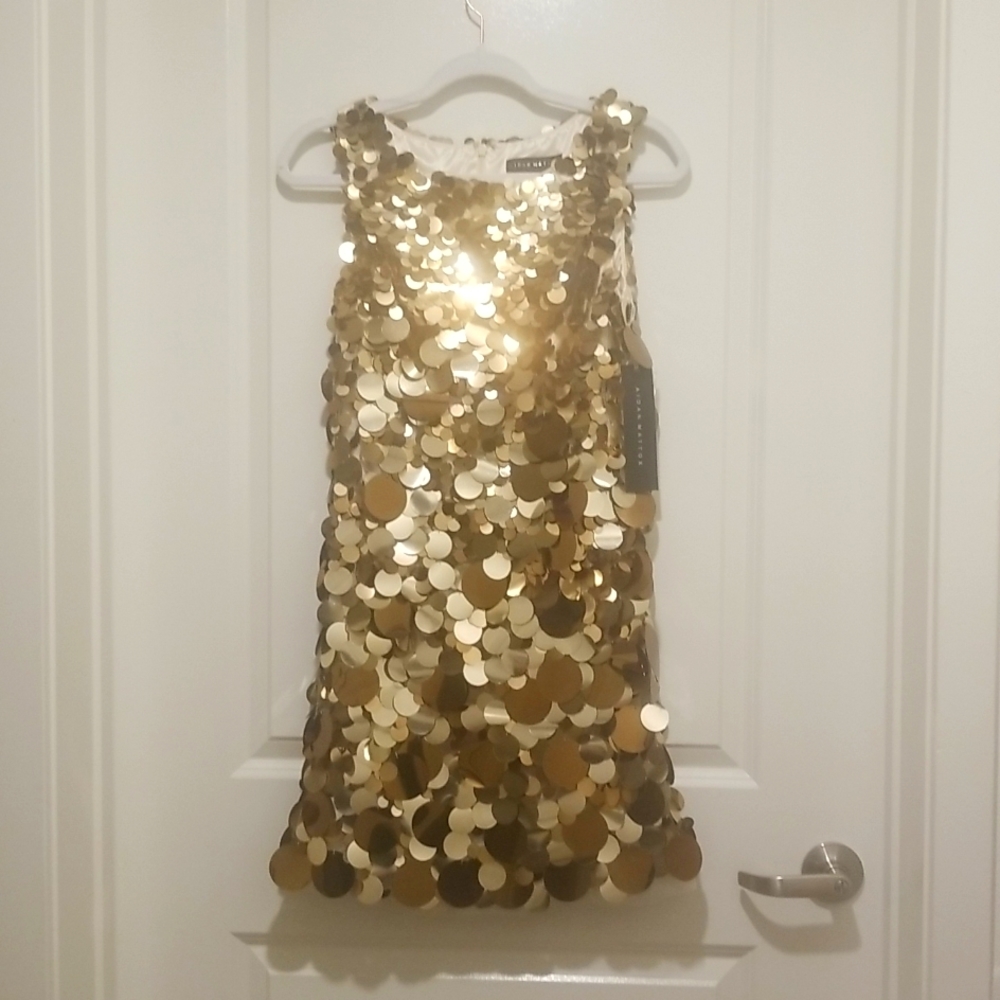 Aidan by Aidan Mattox Gold Palette Sequin Mini Dress
